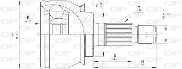 OPEN PARTS jungčių komplektas, kardaninis velenas CVJ5528.10